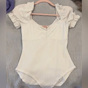 Showpo White Puff Sleeve Bodysuit